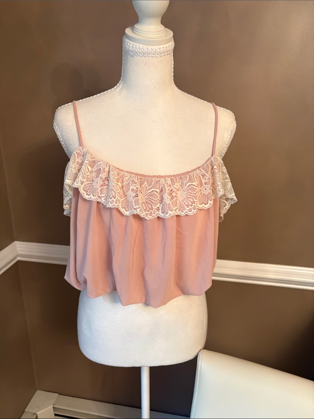 Divided Blush Pink Lace-Trim Spaghetti Strap Camisole